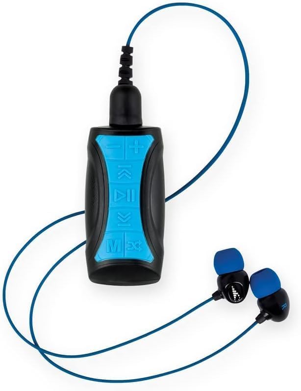 H2O Audio Stream 3 PRO and Surge S+ Earbuds - Underwater Streaming Music Waterproof MP3 Player for Swimming with Bluetooth and Short Cord Underwater Headphones with Superior Sound Quality (Blue) - Image 1