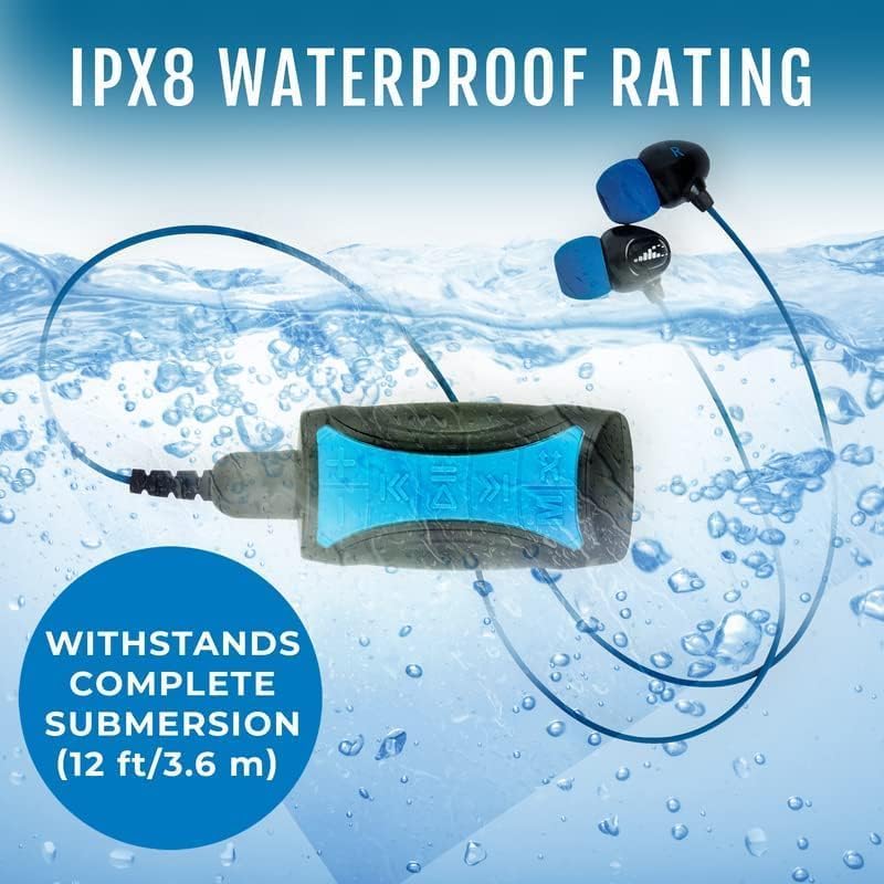 H2O Audio Stream 3 PRO and Surge S+ Earbuds - Underwater Streaming Music Waterproof MP3 Player for Swimming with Bluetooth and Short Cord Underwater Headphones with Superior Sound Quality (Blue) - Image 3