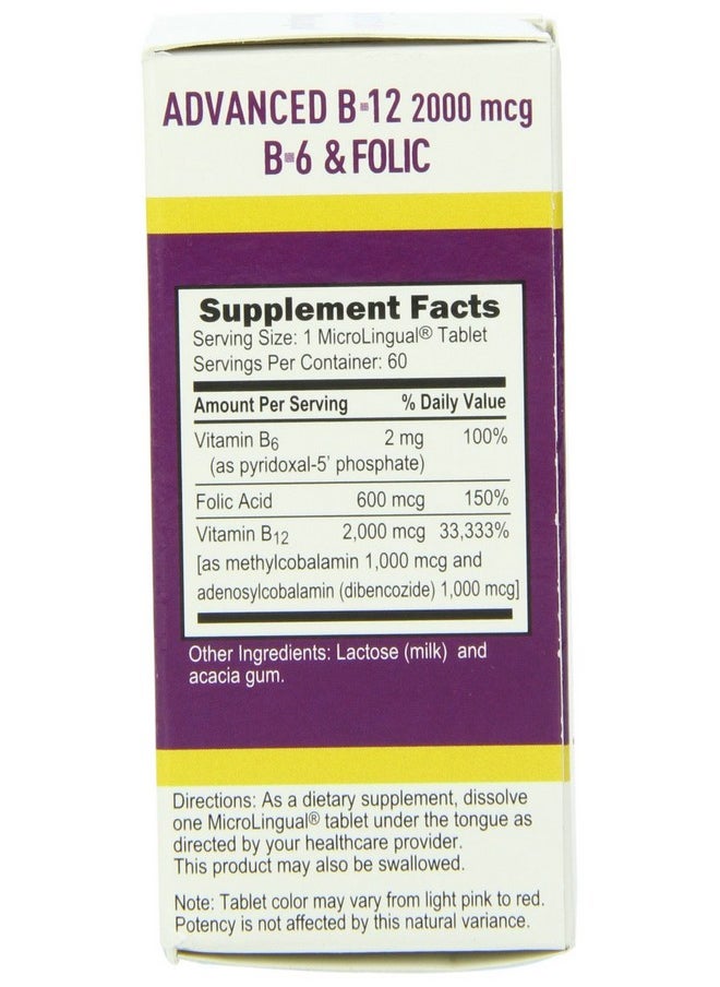 Superior Source No Shot Advanced B12/B6/Folic Acid Multivitamins 2000 Mcg/2 Mg/600 Mcg 60 Count  - Image 3