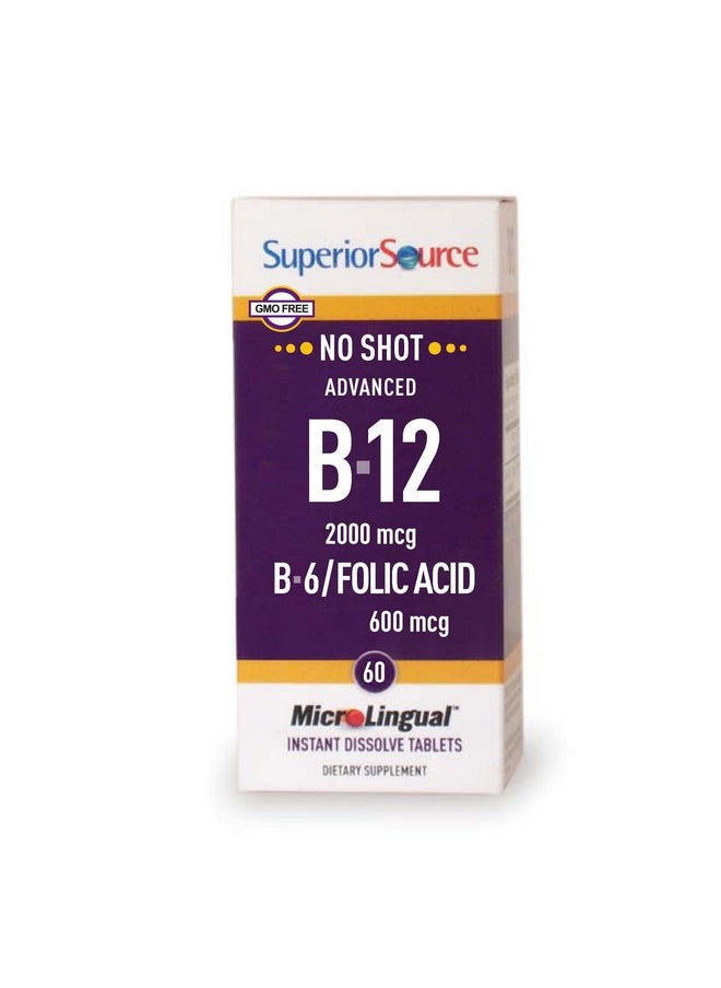 Superior Source No Shot Advanced B12/B6/Folic Acid Multivitamins 2000 Mcg/2 Mg/600 Mcg 60 Count  - Image 1