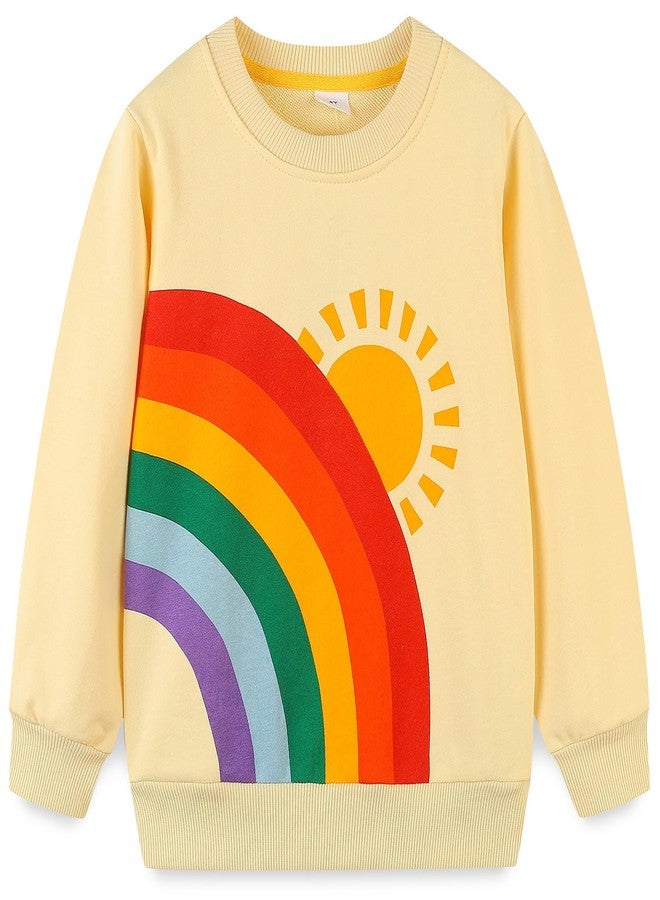 Bumeex Baby Toddler Girl Sweatshirt Outfits Clothes Fall Winter Crewneck Pullover Sweater Long Sleeve Shirt Top Clothing Cream Rainbow 18-24months 2t - Image 1