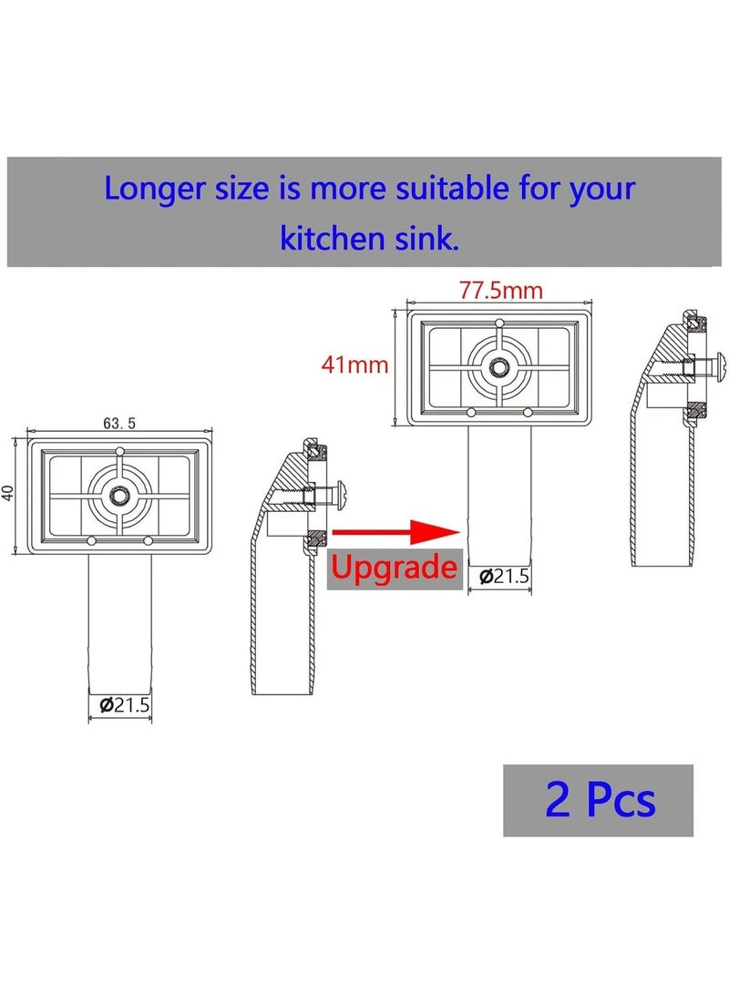 2Pcs Kitchen Sink Waste Kit Overflow Head Sink, 77.5x41 mm Black Stainless Steel Interface Overflow Rectangle Interface, Kitchen Sink Strainer, Overflow Pipes with Round Drain(Square) - Image 3