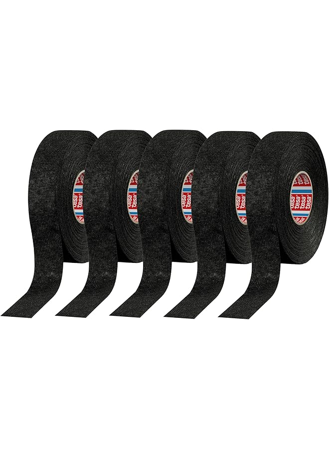Tesa Tesa 51608, 15m X 19mm Adhesive Wiring Loom Cloth Tape Original Isoband 5 Pcs Pack- black  - Image 1