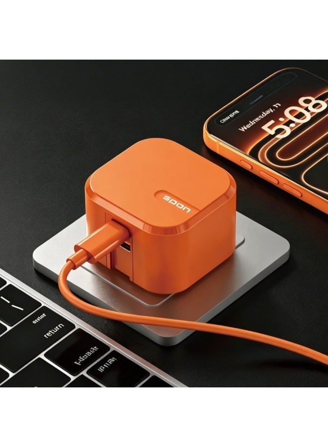 سبون شحن سريع PD بمجموع قدرة 47.5 واط – شاحن حائط بمنفذي USB-C + USB-A - Image 2