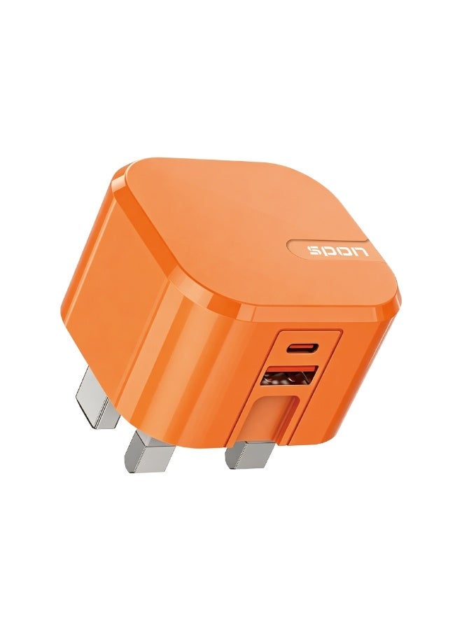 سبون شحن سريع PD بمجموع قدرة 47.5 واط – شاحن حائط بمنفذي USB-C + USB-A - Image 1