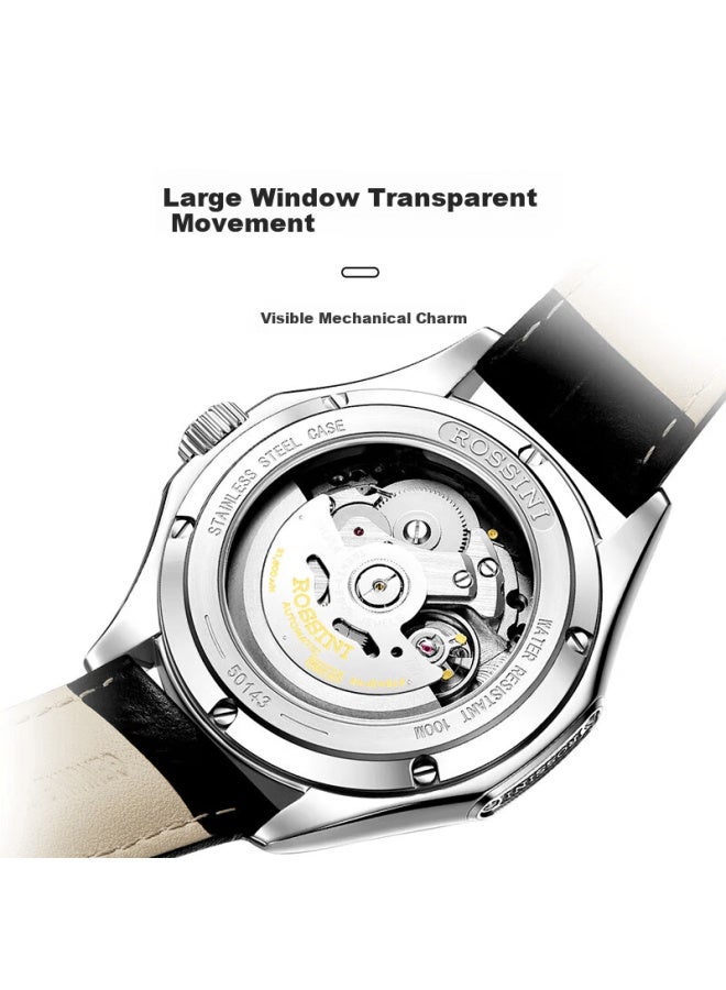 Rossini Men's Automatic Mechanical Watch Stainless Steel Calendar Luxury Brand Wrisch Birthday Valentine's Day Gift - Image 4