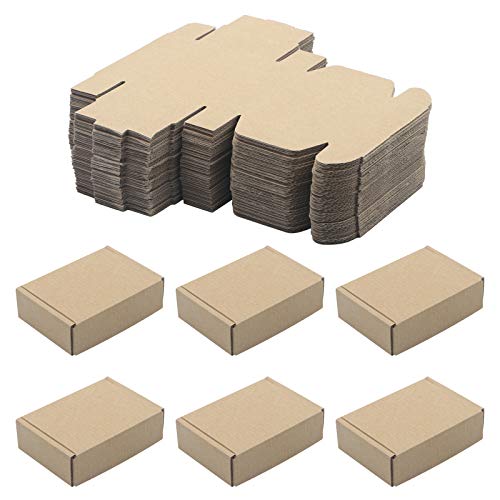 Ellbest 50pcs Kraft Brown Box 1.5mm Thick Cardboard Boxes, 3.8 x 2.6 x 1.2 inches Foldable Kraft Brown Box for Stationery, Pins, Mini Ornaments - Image 1