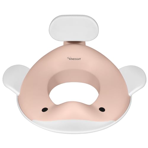 Kindsgut Potty Training Seat in whale design, designed in Germany, suitable for all toilet shapes non-slip toilet seat, Peach - Image 1