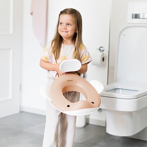 Kindsgut Potty Training Seat in whale design, designed in Germany, suitable for all toilet shapes non-slip toilet seat, Peach - Image 4