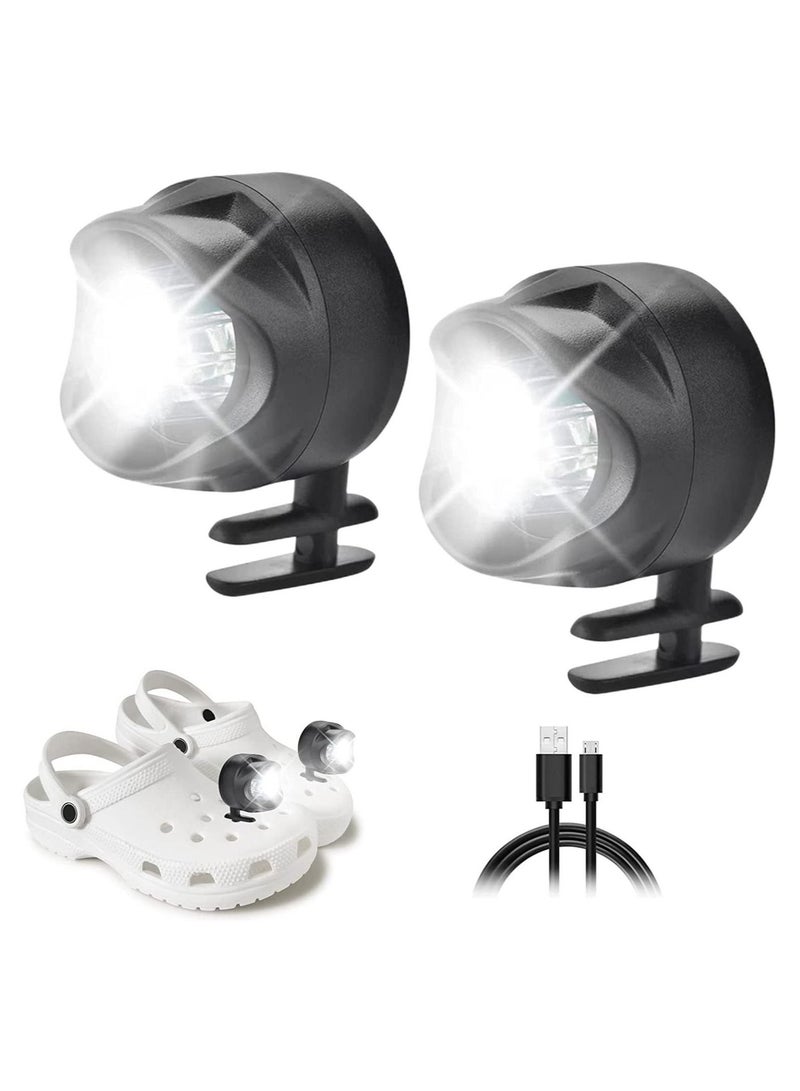 Generic 2PCS Shoe Headlights for Crocs, Waterproof Glow-in-the-Dark LED Light Shoe Decoration Accessories for Running, Walking, Camping, Gift, Rechargeable (Button Battery) - Image 1