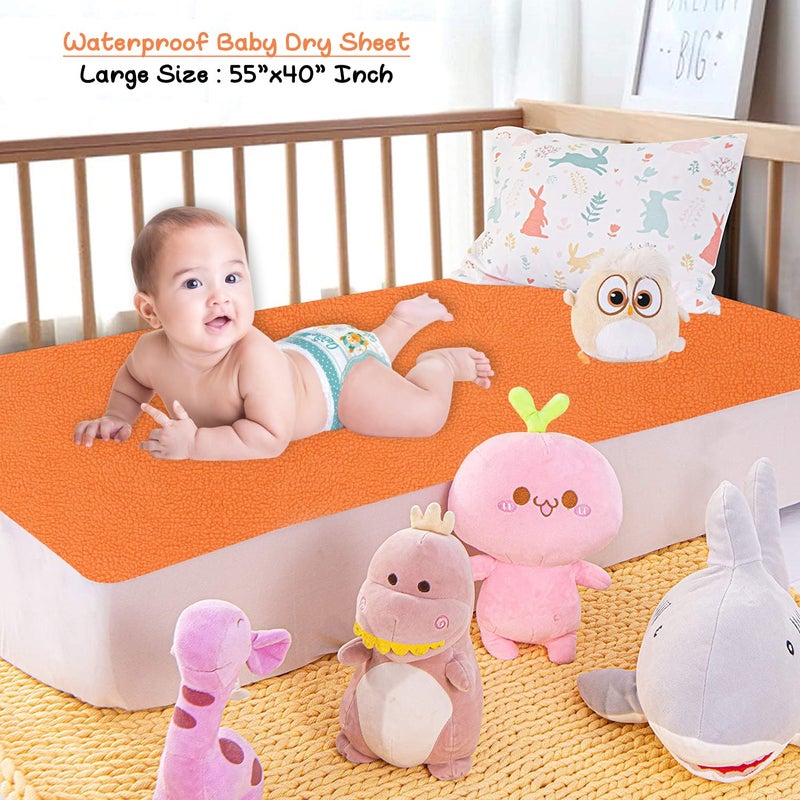 Dream King Waterproof Quick Dry Sheet for Baby| Bed Pad Anti-Piling Fleece Extra Absorbent Washable Matress Protector| Baby Bed Protector - Size Small 50X70 Cm (Peach) - Image 2