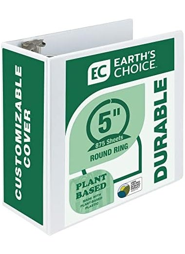 Samsill Samsill PlantBased 5 Inch Durable Round Ring Made in USA View Binder EcoFriendly USDA Certified Biobased Single White  - Image 2