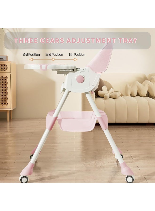 أبيكسلل كرسي أطفال عالي 5 في 1، كرسي طعام قابل للتحويل للأطفال والرضع، مع مسند ظهر وصينية قابلة للتعديل، تصميم قابل للطي بعجلات، وسادة PU، سهل التنظيف، مناسب من عمر 0 إلى 5 سنوات - Image 3