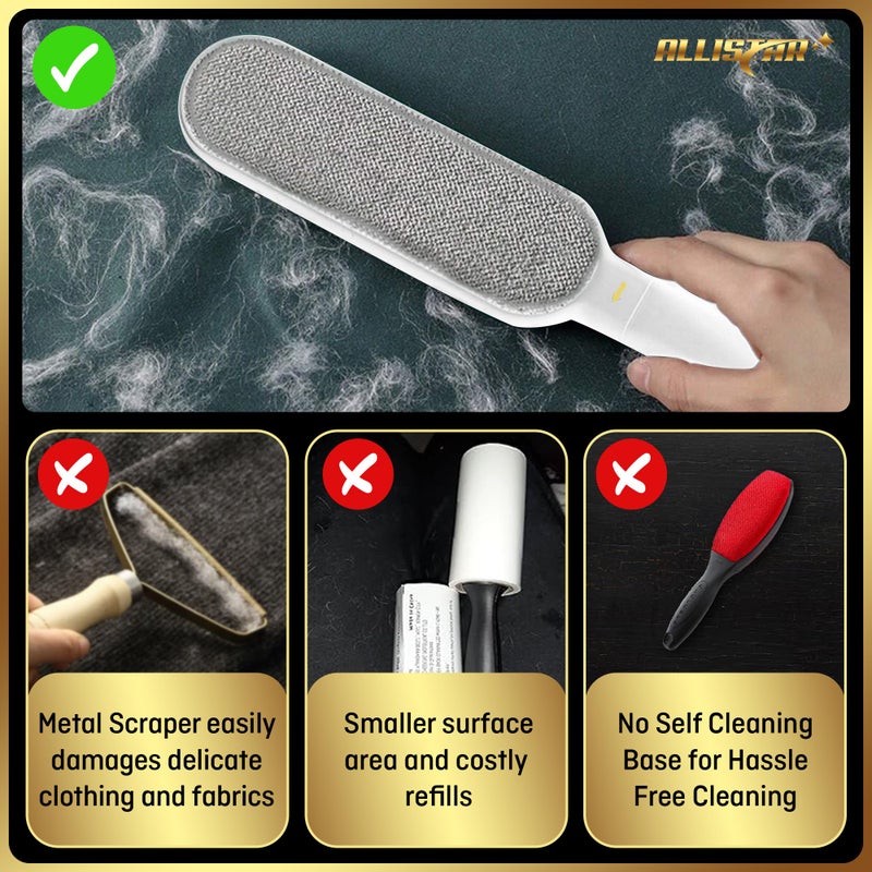 ALLISTAR Lint Brush, Pet Hair Remover, Lint Remover for Clothes, Sofa, Carpets, Car Seats. Cat Hair Remover. Dog Hair Remover Laundry. Double-Sided. Reusable. Self-Cleaning Base. ALLISTAR (Snow Peak White) - Image 4
