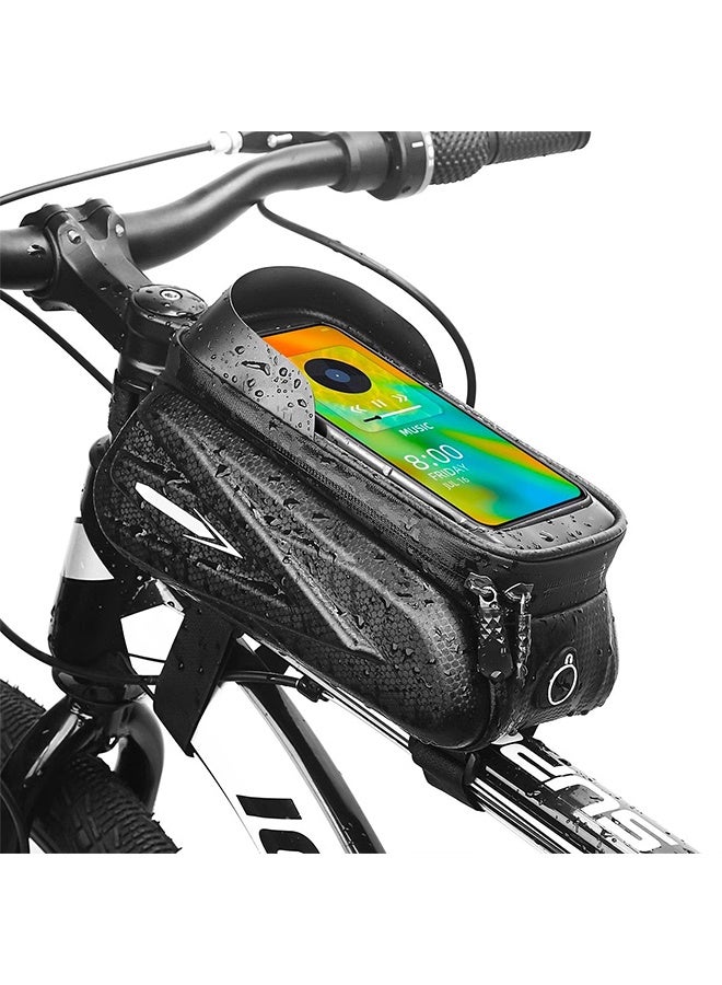 Generic Waterproof Pouch Bike Bag Bicycle Bag Front Handlebar Frame, Touch Screen Mobile Phone Mount Holder Basket  - Image 2