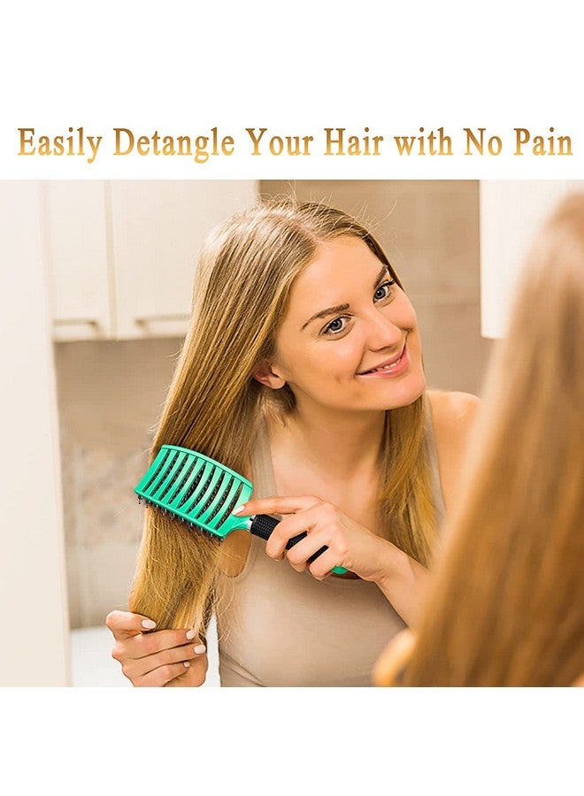 KTKUDY Detangling Brush Boar Bristles Hair Brush Make Hair Shiny & Healthier Curved and Vented Detangler Brush for Women Men Kids Wet & Dry Hair (Light green) - Image 4