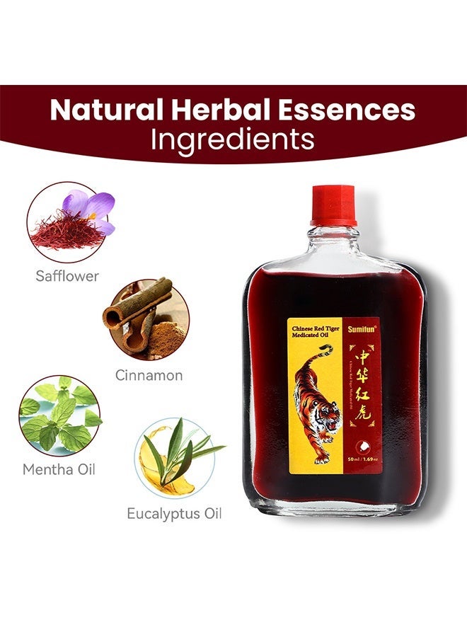 APPTRIN Chinese Red Tiger Medicated Oil 50ml, Relieve Arthritis Pain and Numbness, Rheumatic Soreness, Sprain Massage Oil - Image 3