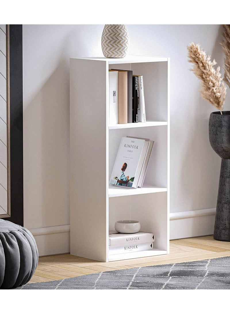 MODERN HOME Bookcase and accessory Display Unit of wood 3Tier white & Wood Studying Desk White 90x75x40cm Bundle - Image 2