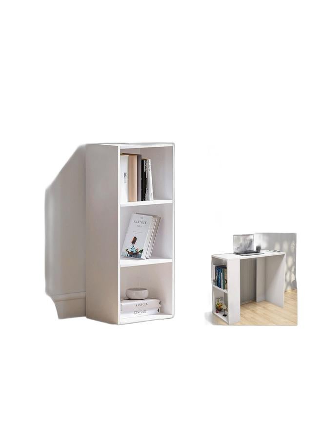 MODERN HOME Bookcase and accessory Display Unit of wood 3Tier white & Wood Studying Desk White 90x75x40cm Bundle - Image 1