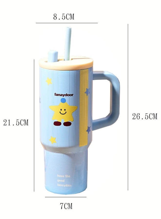 XiuWoo Tumbler with Handle and Straw 710ML Flowstate 3-Position Lid |  24H Ice-Cold Tumbler | Cup Holder Compatible for Travel | Insulated Stainless Steel Cup | BPA-Free | - Image 2