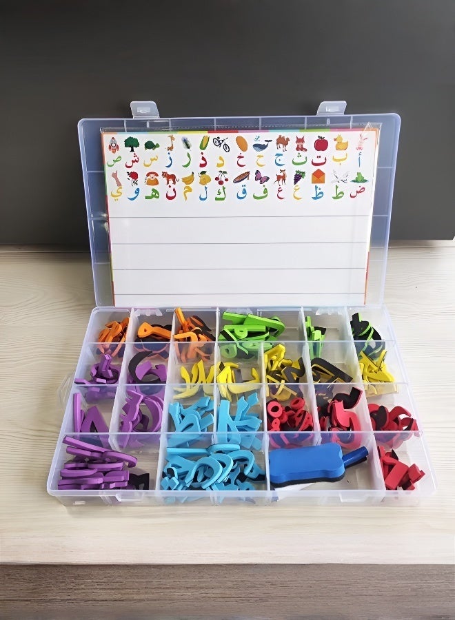 Arabic Alphabet Magnetic Alphabet and Number Boards, School Alphabet and Board Pack, Alphabet Learning Game Boards for Kids Spelling and Learning Activities, 200 Pieces with Double Sided Magnets 