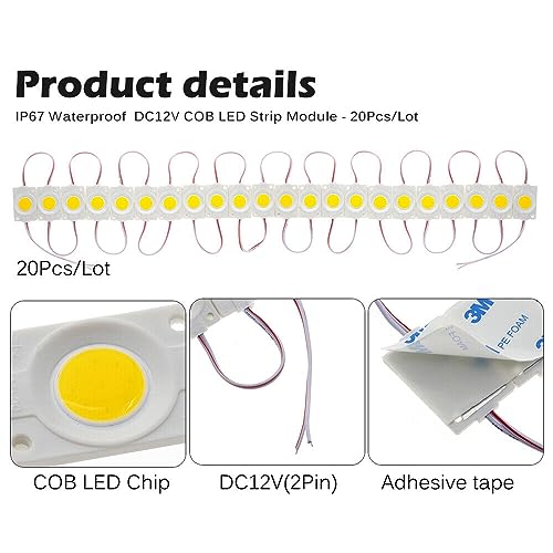 Autozap 20 Pcs Car Motorcycle Under Glow Led Module Strip Light Interior Light, Dash Light, Back Up Lamp Car, Motorbike, Truck, Van (Warn White) - Image 4