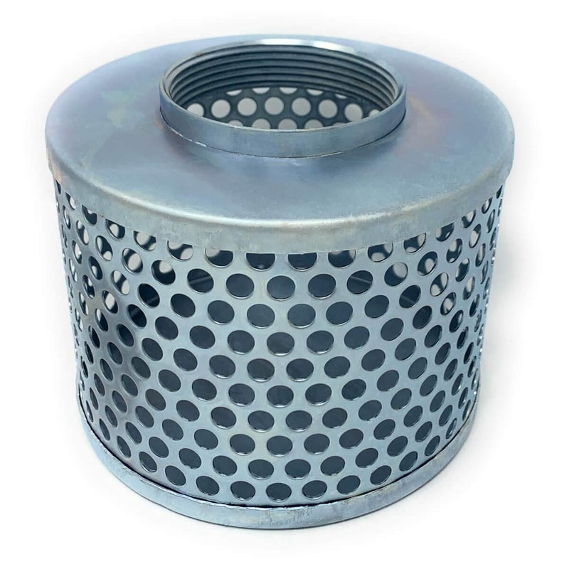 Gloxco 3" Suction Strainer, Round Hole, Zinc Plated Steel (STR-RH300) - Image 1