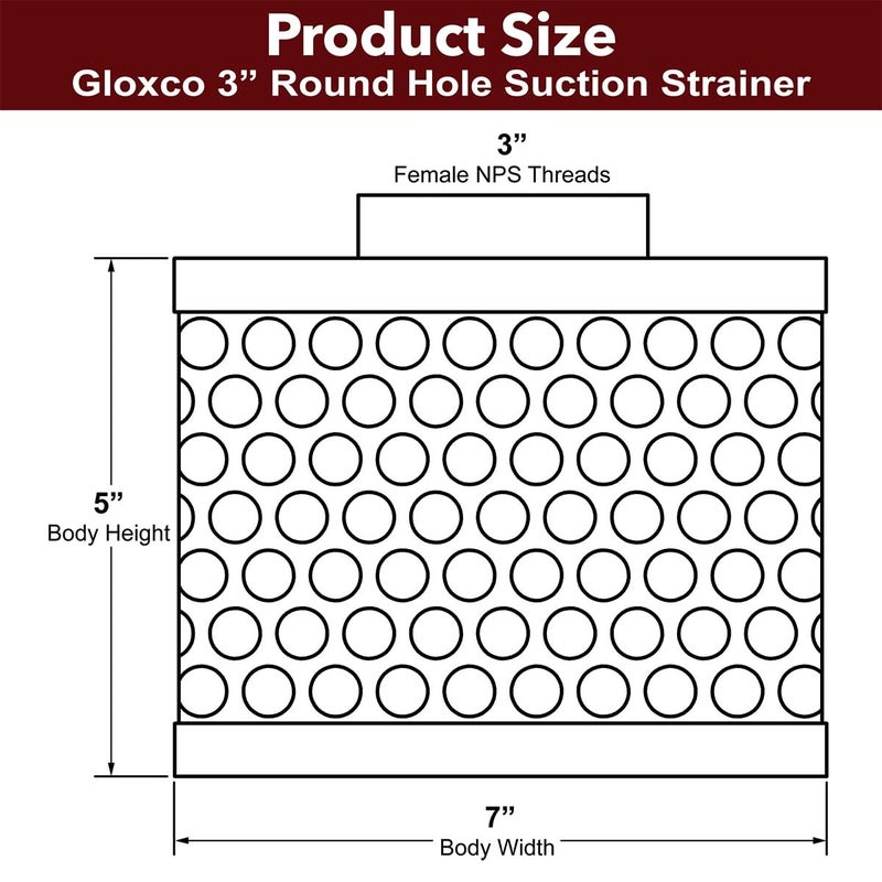 Gloxco 3" Suction Strainer, Round Hole, Zinc Plated Steel (STR-RH300) - Image 2