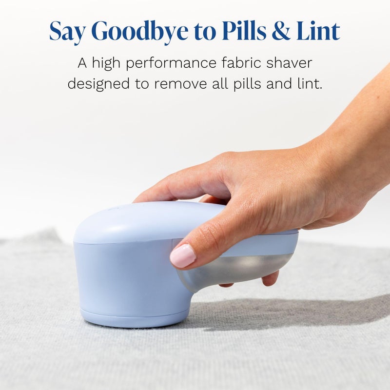 Nori Trim Fabric Shaver - Lint Remover for Clothes & Furniture Couch Pilling - Sweater Pill Remover - Clothes Shaver with 6 Precision Blades - Wireless and Rechargeable - Blue - Image 3