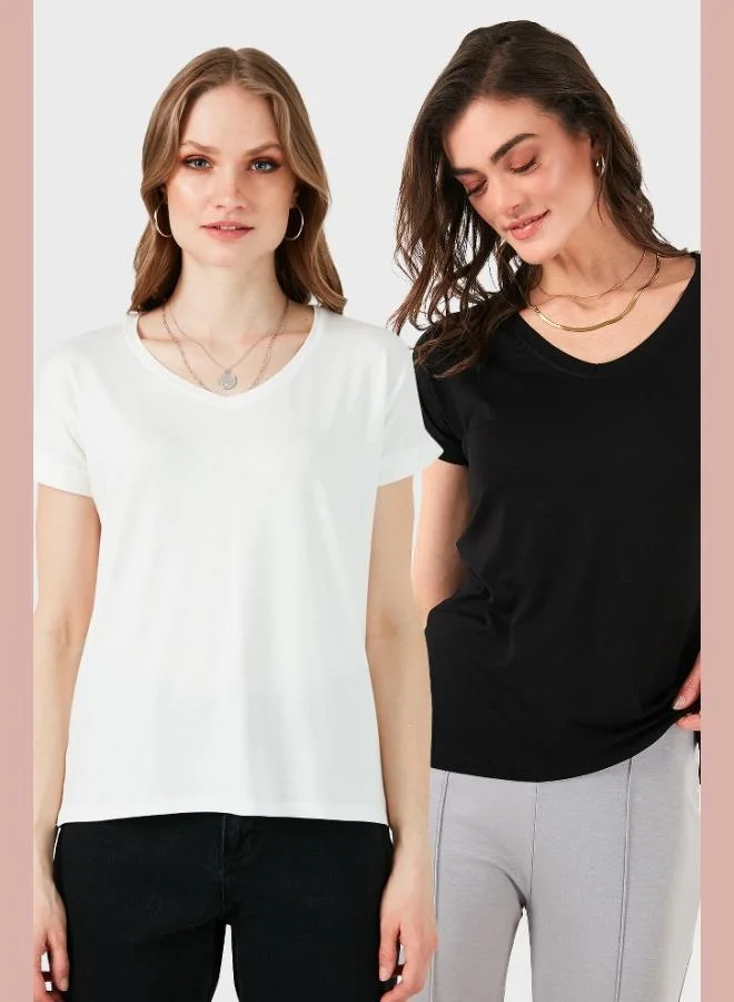 ليلا بلوزة ليلا بياقة على شكل حرف  بقصة مريحة مع تفاصيل شق، عبوة من قطعتين، بلوزة نسائية