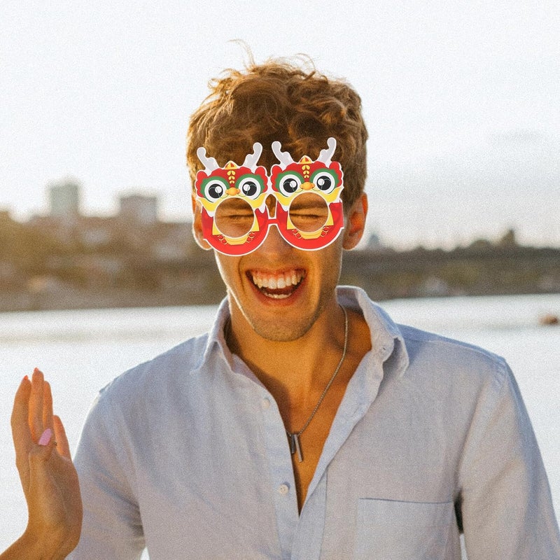 Zerodeko 2024 Lunar New Year Dragon Paper Eyeglasses Party Props 12pcs Festive Spring Festival Sunglasses for Adults and New Years Eve Celebration - Image 5