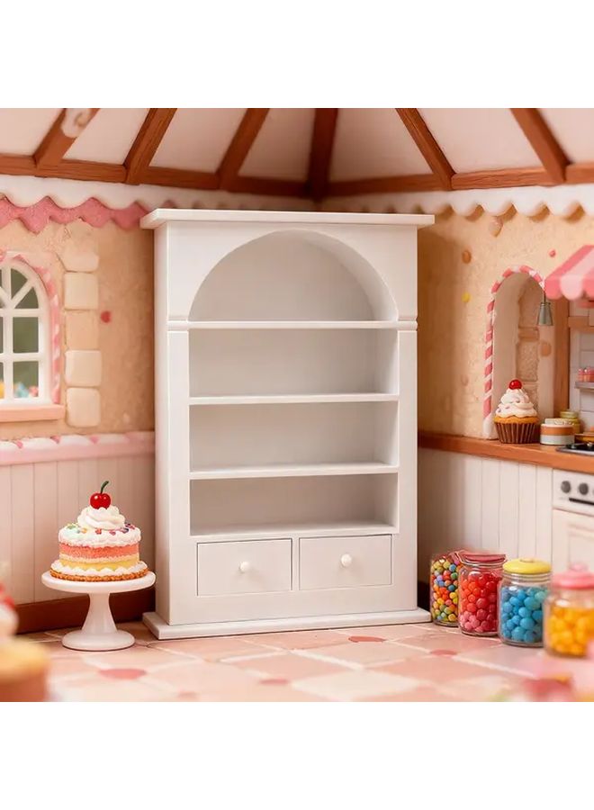 Miniature Bookcase Set In 1 12 Scale Black Featuring Drawers And Several Shelves Standing 5 91 Inches Tall Perfect For Decorating Dollhouses Crafts And Miniature Scenes - Image 1
