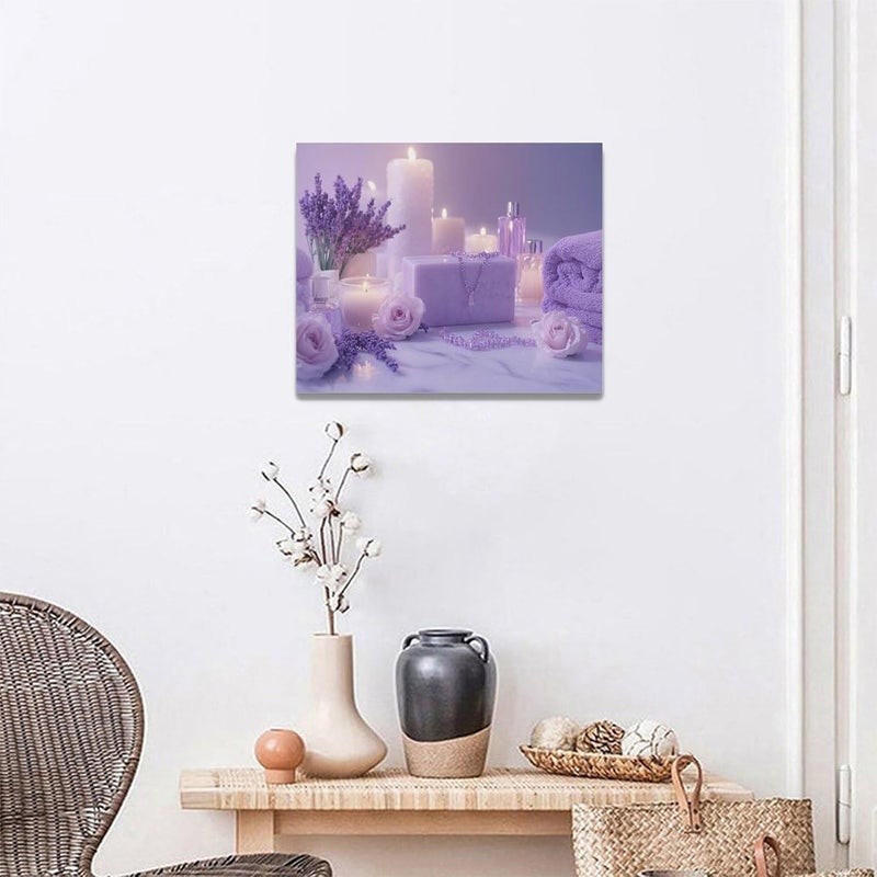 Fuzawet Purple Bathroom Decor Wall Art - Lavender Spa Canvas - Image 2