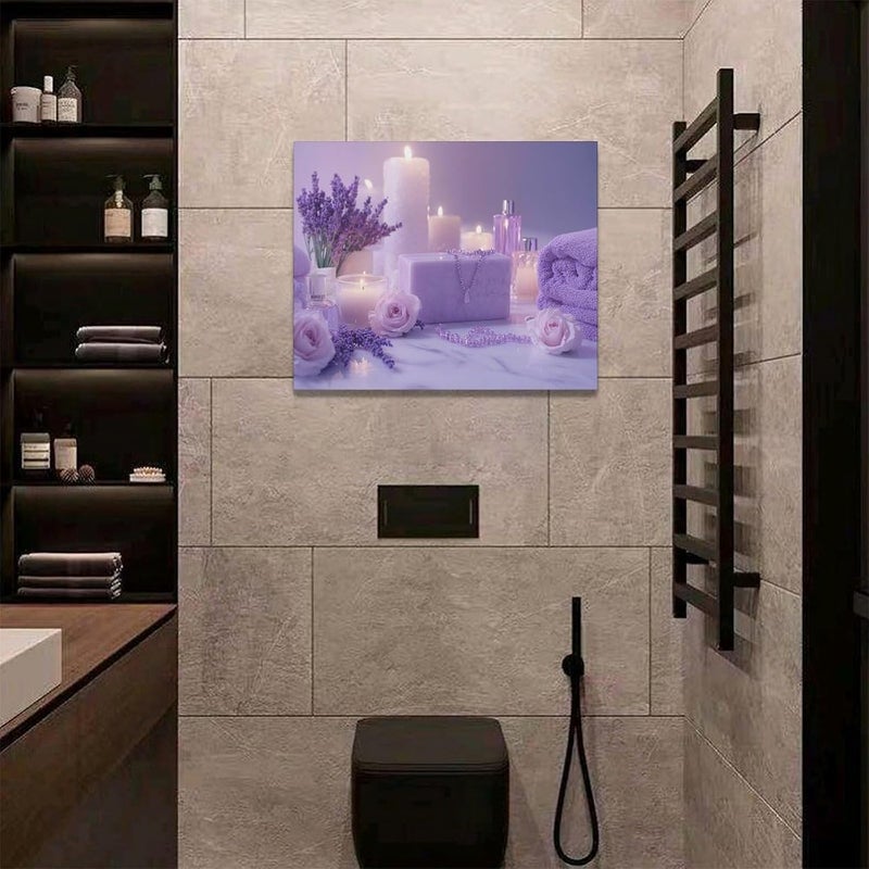 Fuzawet Purple Bathroom Decor Wall Art - Lavender Spa Canvas - Image 5