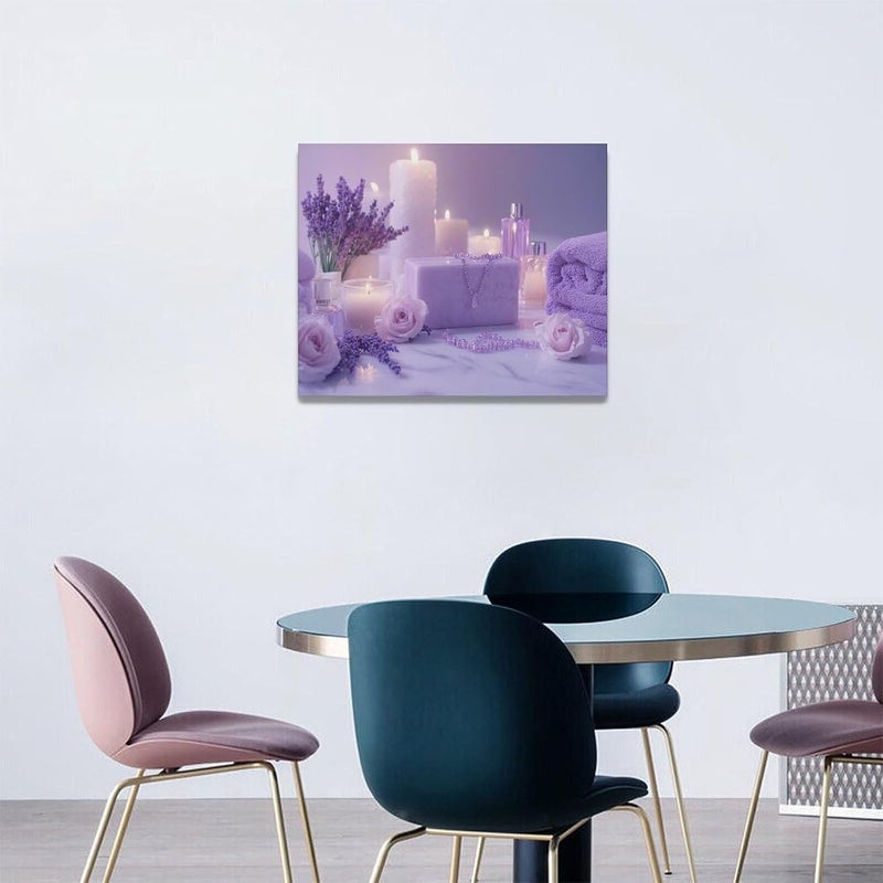 Fuzawet Purple Bathroom Decor Wall Art - Lavender Spa Canvas - Image 3