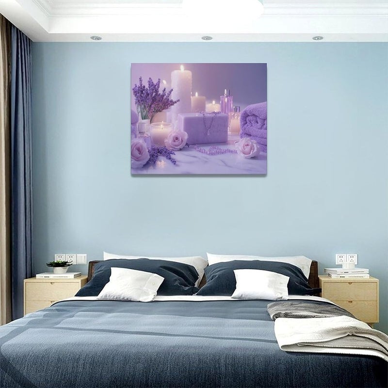 Fuzawet Purple Bathroom Decor Wall Art - Lavender Spa Canvas - Image 4