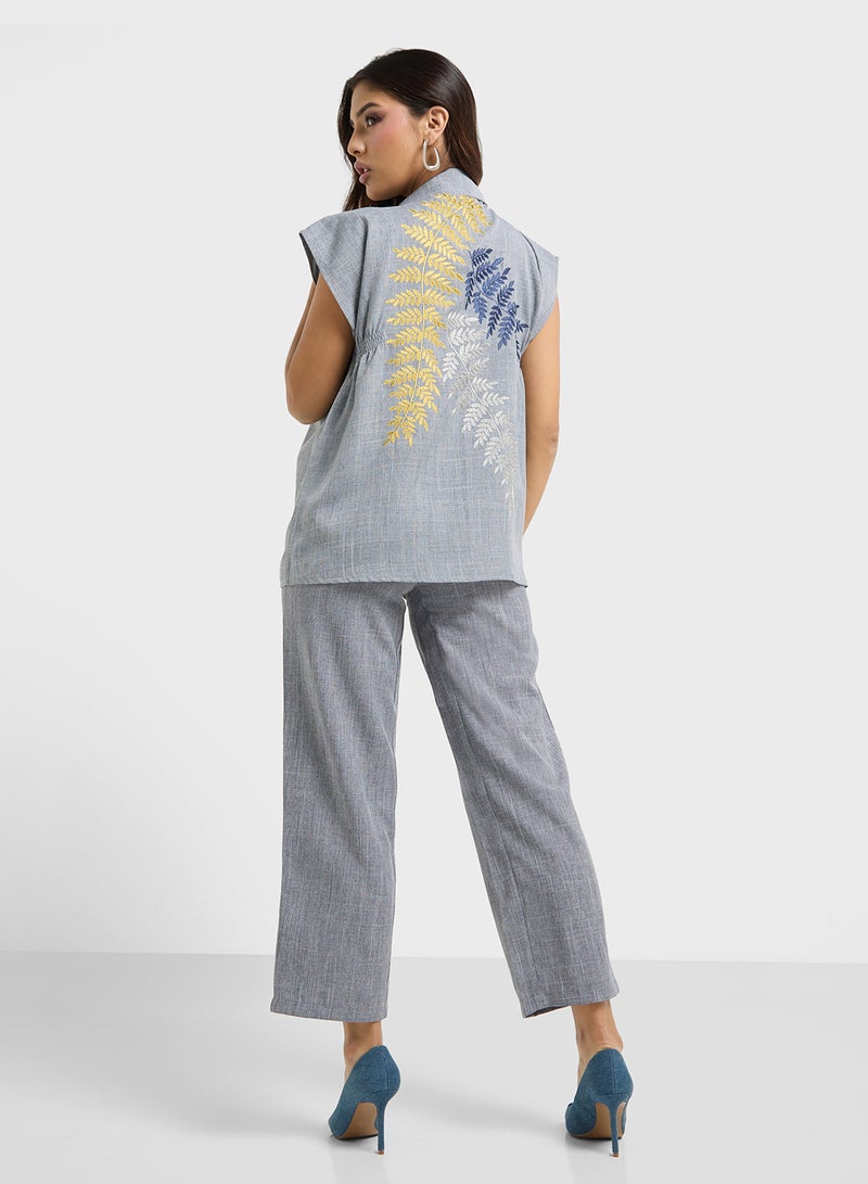 hayas closet Embroidered Blouse & Pants Set - Image 2