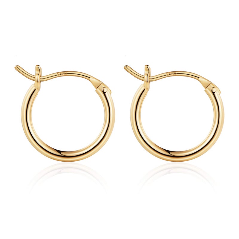 M MOOHAM Hoop Earrings for Women - 14k Gold Plated Cartilage Hypoallergenic Mini Small Hoops Earrings for Women Jewelry 13mm - Image 1