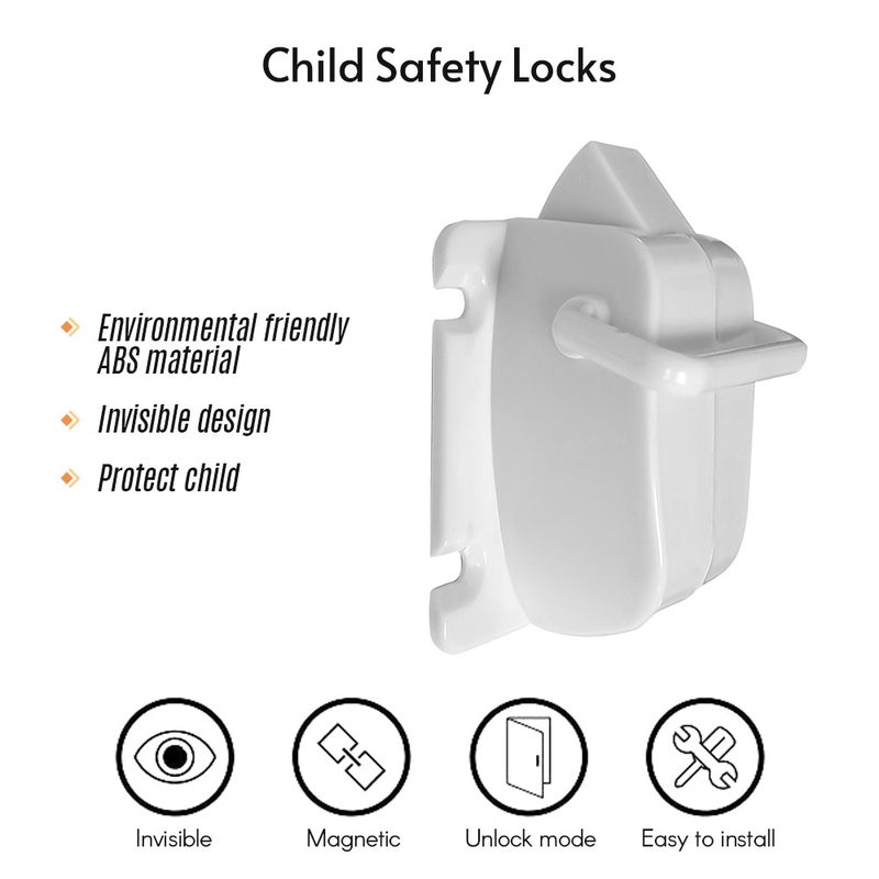Invisible Child Safety Locks Magnetic Locking System 8 Locks + 2 Key Set for Drawers Cabinets Cupboard Door - Image 3