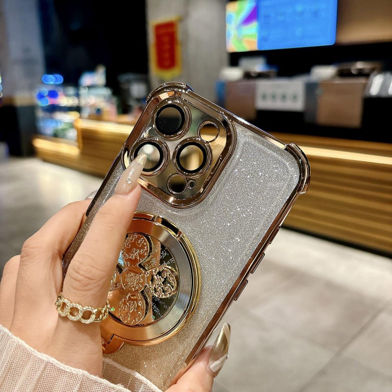 erorex For iPhone 12 Pro Spinning Top Holder Phone Case(Pink) - Image 4