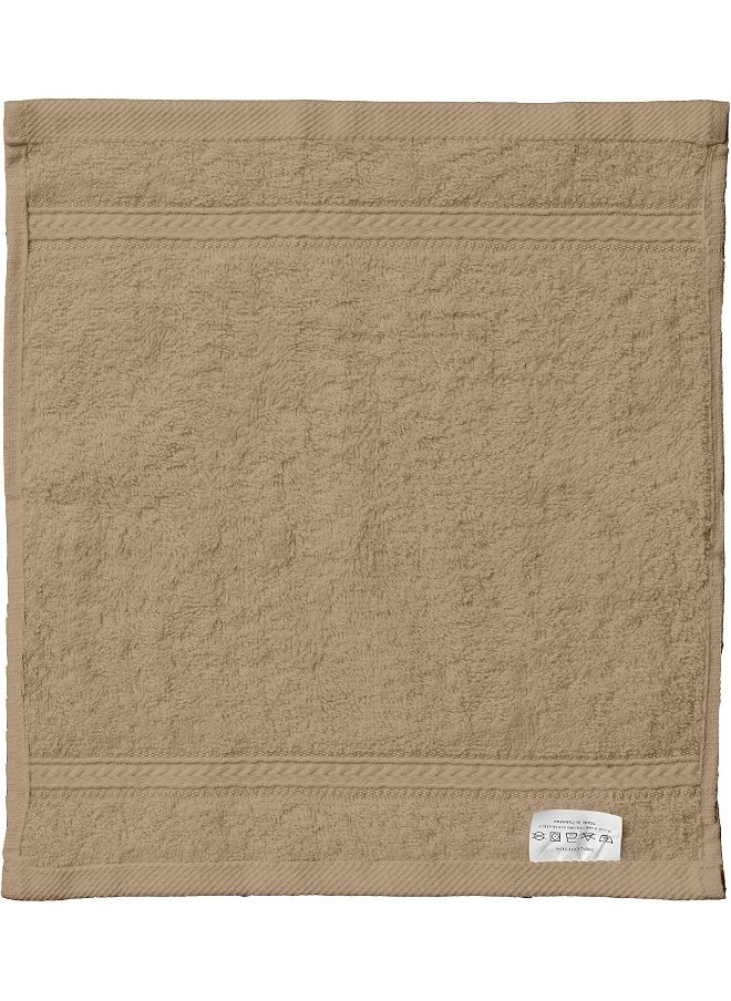 Princess - Deyarco Princess Terry 100% Cotton 480 Gsm Face Towel, Super Soft Quick Dry Highly Absorbent Dobby Border Ring Spun, Size: 30 X 30Cm, Beige - Image 1