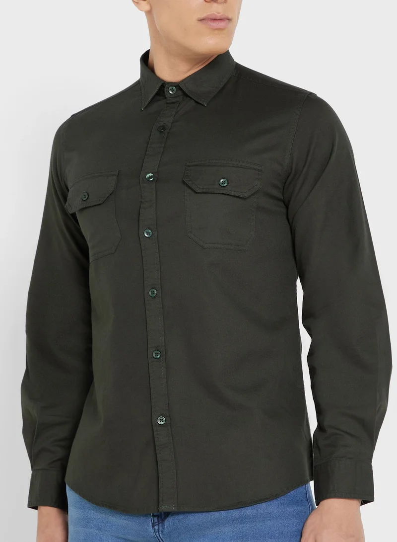 سفنتي فايف Pure Cotton Casual Double Pocket Shirt