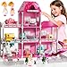 JUKUDAHU Villa Playset for Girls Ages 37 Indoor Playset Girls Toys with 3 Storeys 7 Rooms 2 Dolls for Ages 68 Furniture and Accessories Pretend Toddler Toy Birthday Gifts for Kids 3 4 5 6 7 8 - Image 2