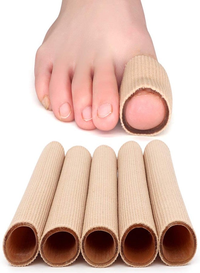 Dr.Foot Toe Tubes, Fabric Sleeve Protectors with Gel Lining Pad to Prevent Corn, Calluses, Blisters and Hammertoes, Toe Separators Protectors for Men and Women (Large 1" Diameter - 5 Pack) - Image 1