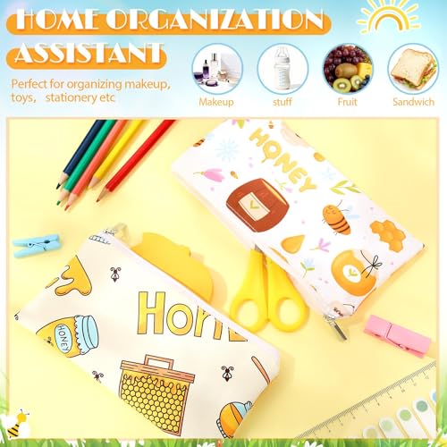 Chumia 6 Pack Reusable Snack Bags for Kids, Washable Sandwich & Food Storage Pouches, Dual-layer Silicone Lined Lunch Bags with Zipper for School & Travel(Bees,6.9 x 3.7 Inches) - Image 3
