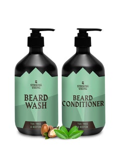 Striking Viking Striking Viking Beard Wash and Conditioner (Tea Tree & Biotin) - Paraben & Sulfate Free Cleansing Care for All Beard Types (10oz Per Bottle) 