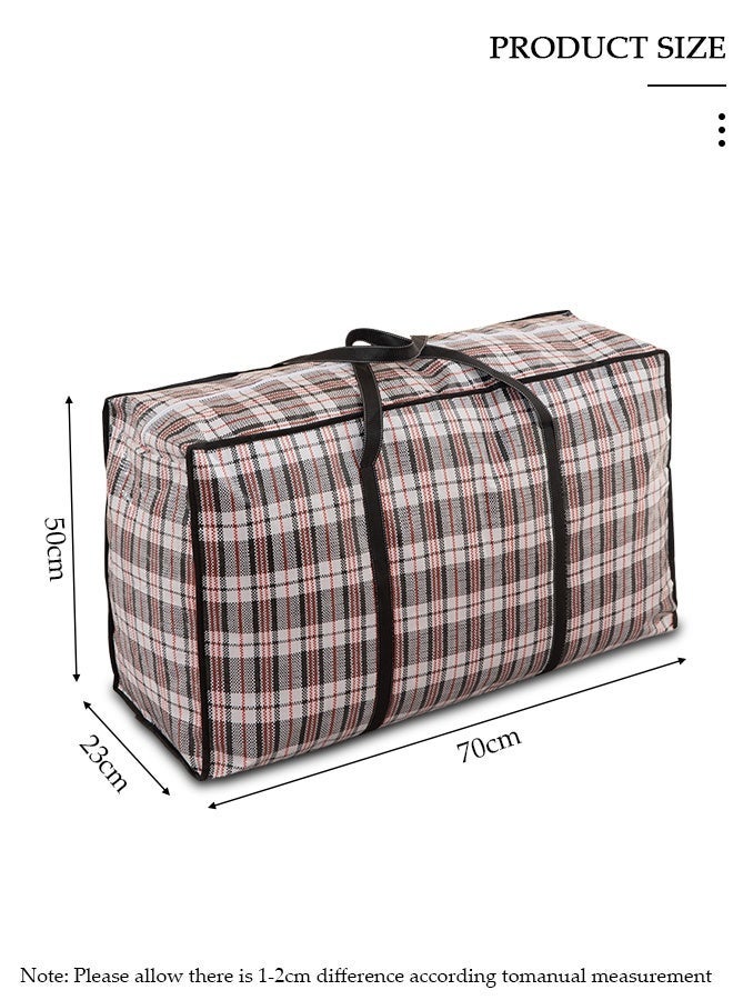 DUNISO 3 Pack Extra Large Moving Bags, Heavy‑Duty Plaid Woven Storage Bag with Zipper & Reinforced Handles, Foldable Waterproof Duffle Sack for Clothes, Quilt, Bedding, Household Storage, House Moving & Travel - Image 2