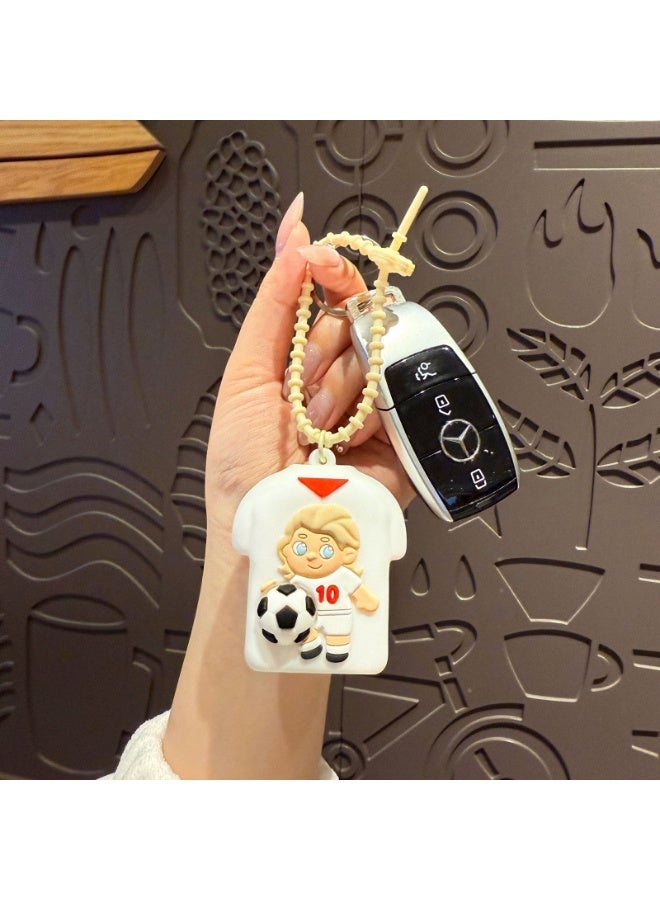 Western Mountains Cute Soccer Player Silicone Key Case Cover, Mini Zipper Coin Purse with Keychain, Protective Holder for Car Keys, AirPods & Small Accessories, 4 Styles - Image 3
