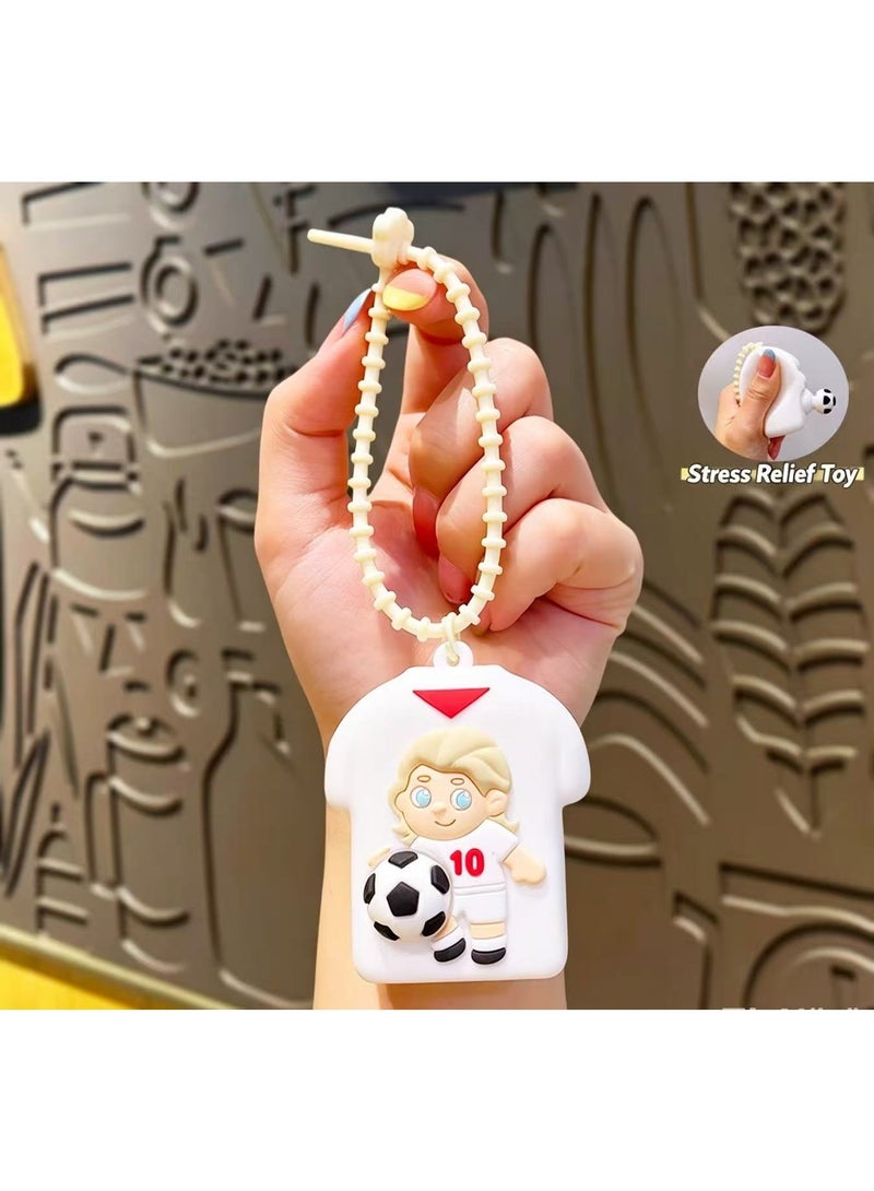 Western Mountains Cute Soccer Player Silicone Key Case Cover, Mini Zipper Coin Purse with Keychain, Protective Holder for Car Keys, AirPods & Small Accessories, 4 Styles - Image 1
