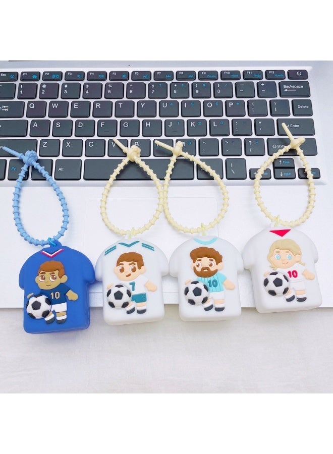 Western Mountains Cute Soccer Player Silicone Key Case Cover, Mini Zipper Coin Purse with Keychain, Protective Holder for Car Keys, AirPods & Small Accessories, 4 Styles - Image 2